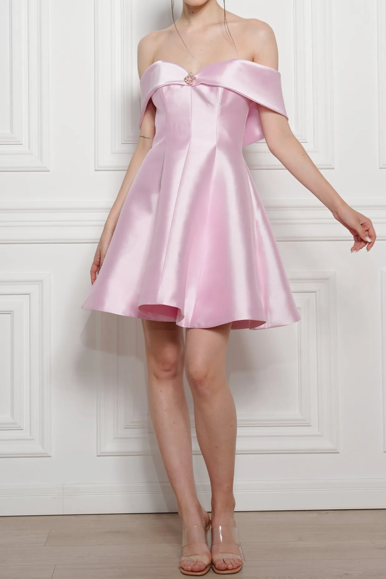 Ellie Mikado Short Dress In Soft-Lilac