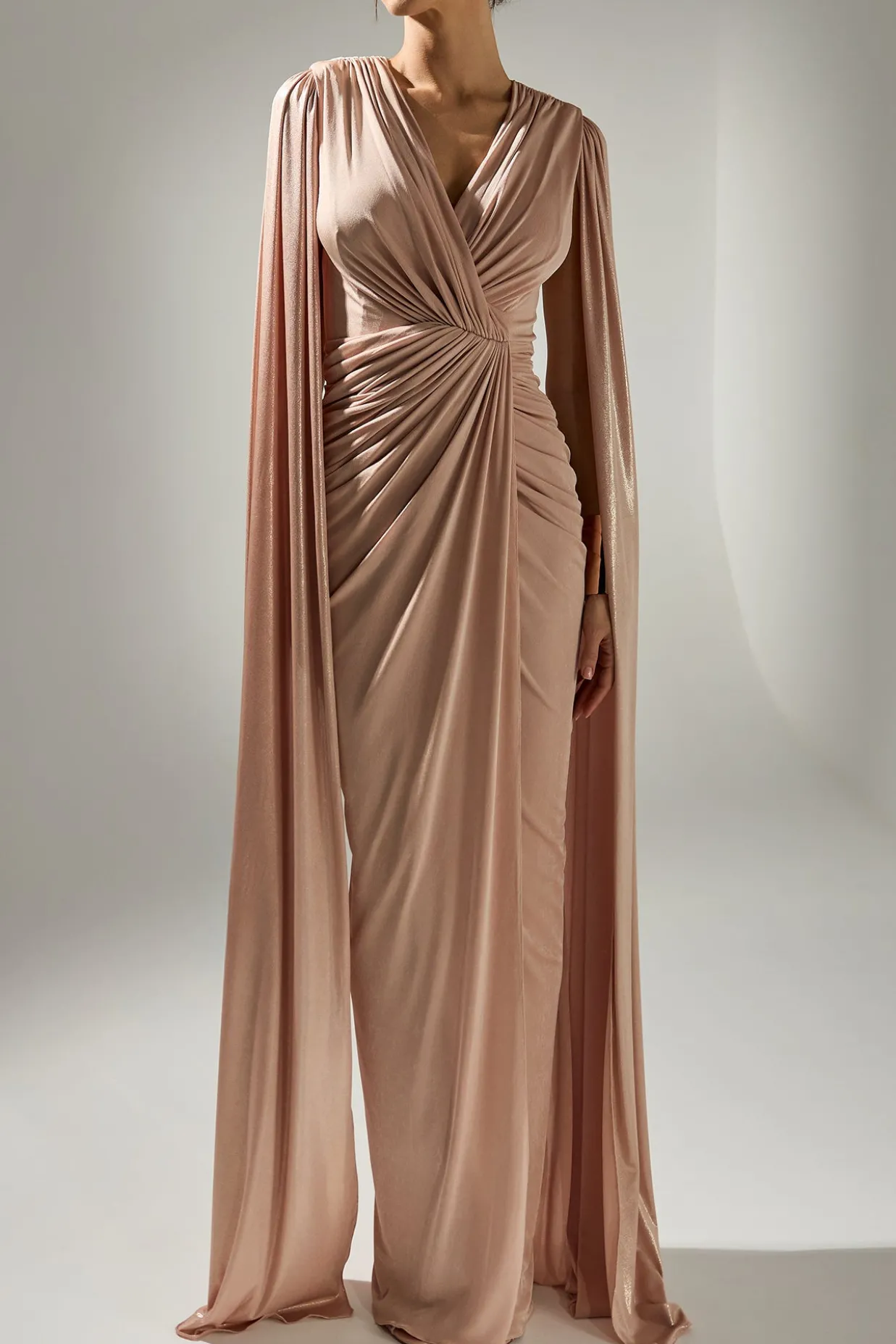 Evelyn Cape-Dress In Desert-Sand