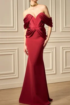 Fadila Crepe Satin Dress In Rhubarb