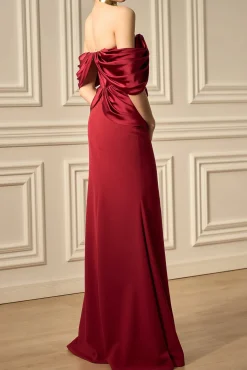 Fadila Crepe Satin Dress In Rhubarb
