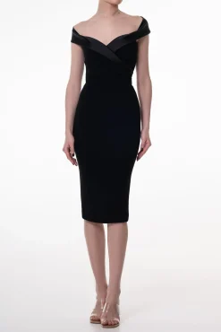 Farida Crepe Midi Dress In Black