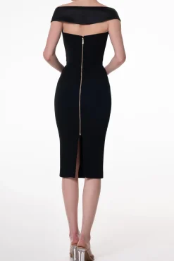 Farida Crepe Midi Dress In Black
