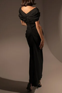 Hedy Midi Crepe Dress In Black