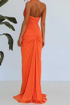 Iara Jersey Long Dress In Orange
