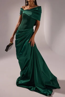 Iris Dress In Forest-Green