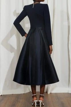 Ivy Midi Dress In Midnight-Blue