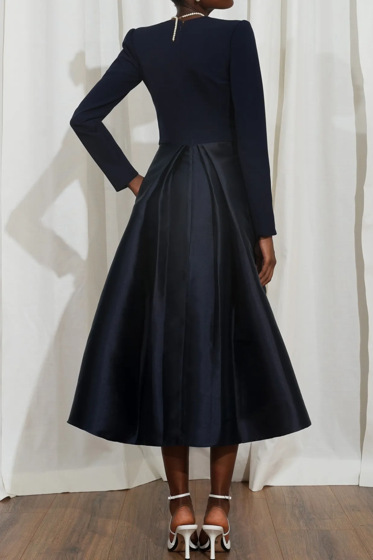 Ivy Midi Dress In Midnight-Blue
