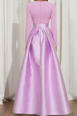 Ivy Soft Lilac Crepe And Mikado Long Dress