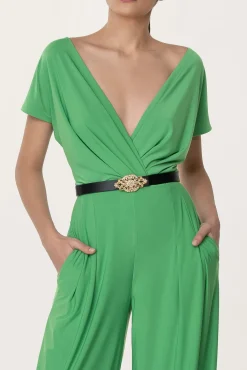 Joan Jersey Jumpsuit In Emerald
