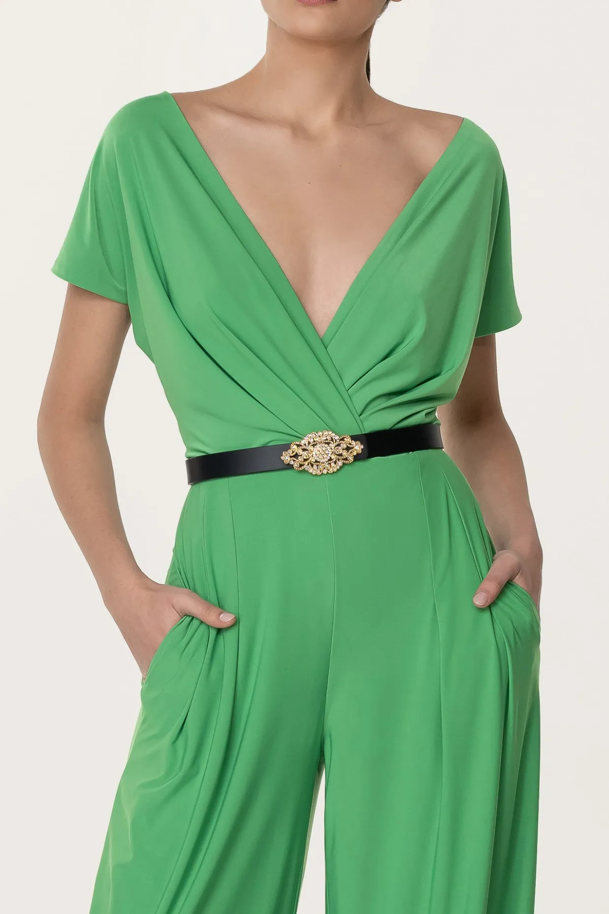 Joan Jersey Jumpsuit In Emerald