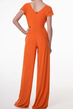 Joan Jersey Jumpsuit In Hot-Orange