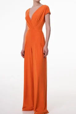 Joan Jersey Jumpsuit In Hot-Orange