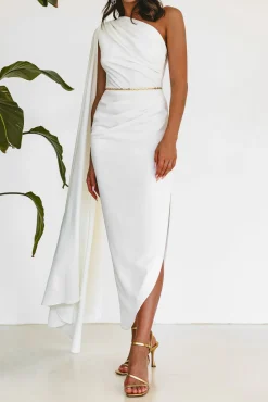 Kelly Crepe Ankle Length Dress in Ivory
