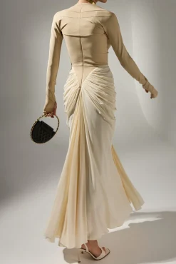 Kiara Ankle Length Dress In Cream-Nude