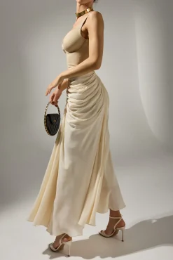 Kiara Ankle Length Dress In Cream-Nude