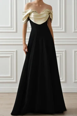 Kylie Long Dress In Black-Gold