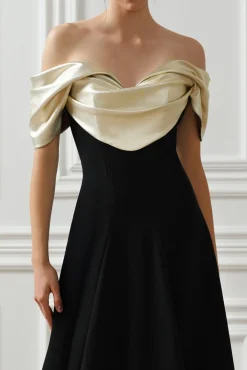 Kylie Long Dress In Black-Gold