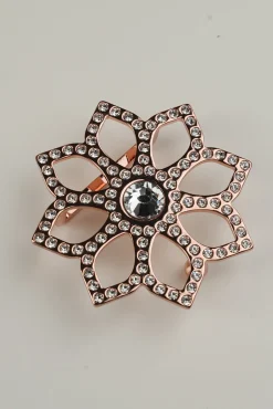 Lotus Leather Waist Belt In Saffiano Black With Rose-Gold Buckle