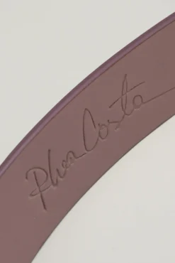 Lotus Leather Waist Belt In Aubergine With Rose-Gold Buckle