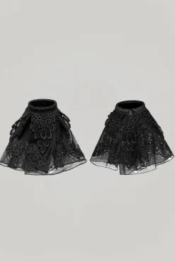 Marie Ruffled Lace Cuffs In Black