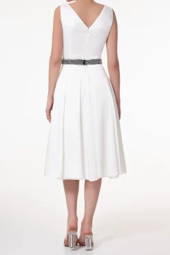 Marilyn Satin Midi Dress In Ivory