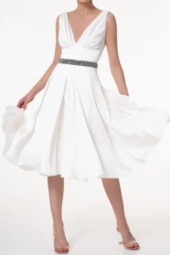Marilyn Satin Midi Dress In Ivory