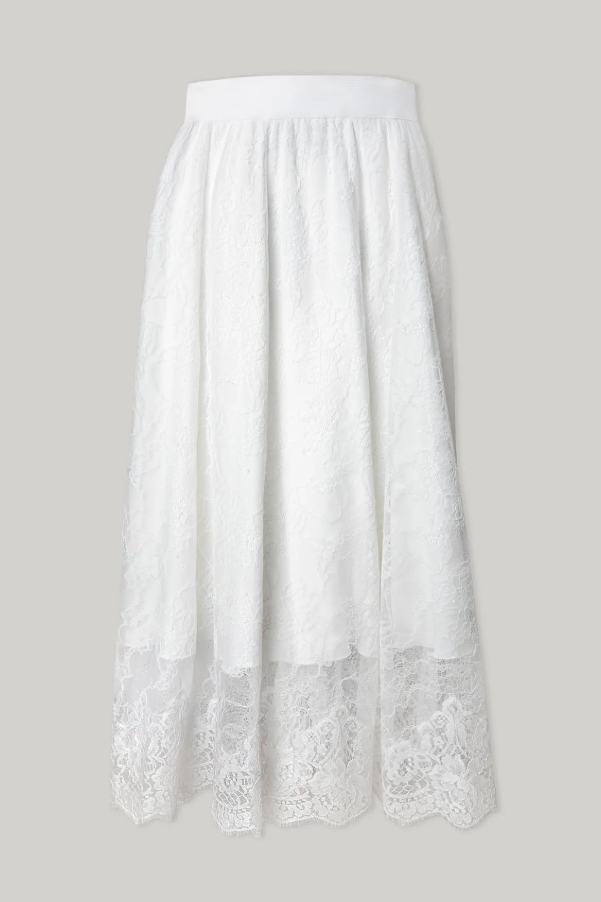 Midi Lace Ivory Skirt With Midi Underskirt
