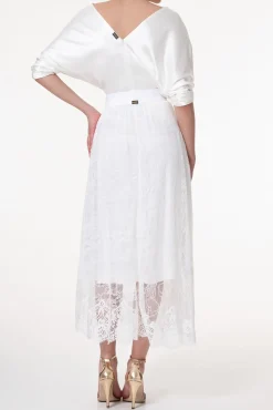 Midi Lace Ivory Skirt With Midi Underskirt