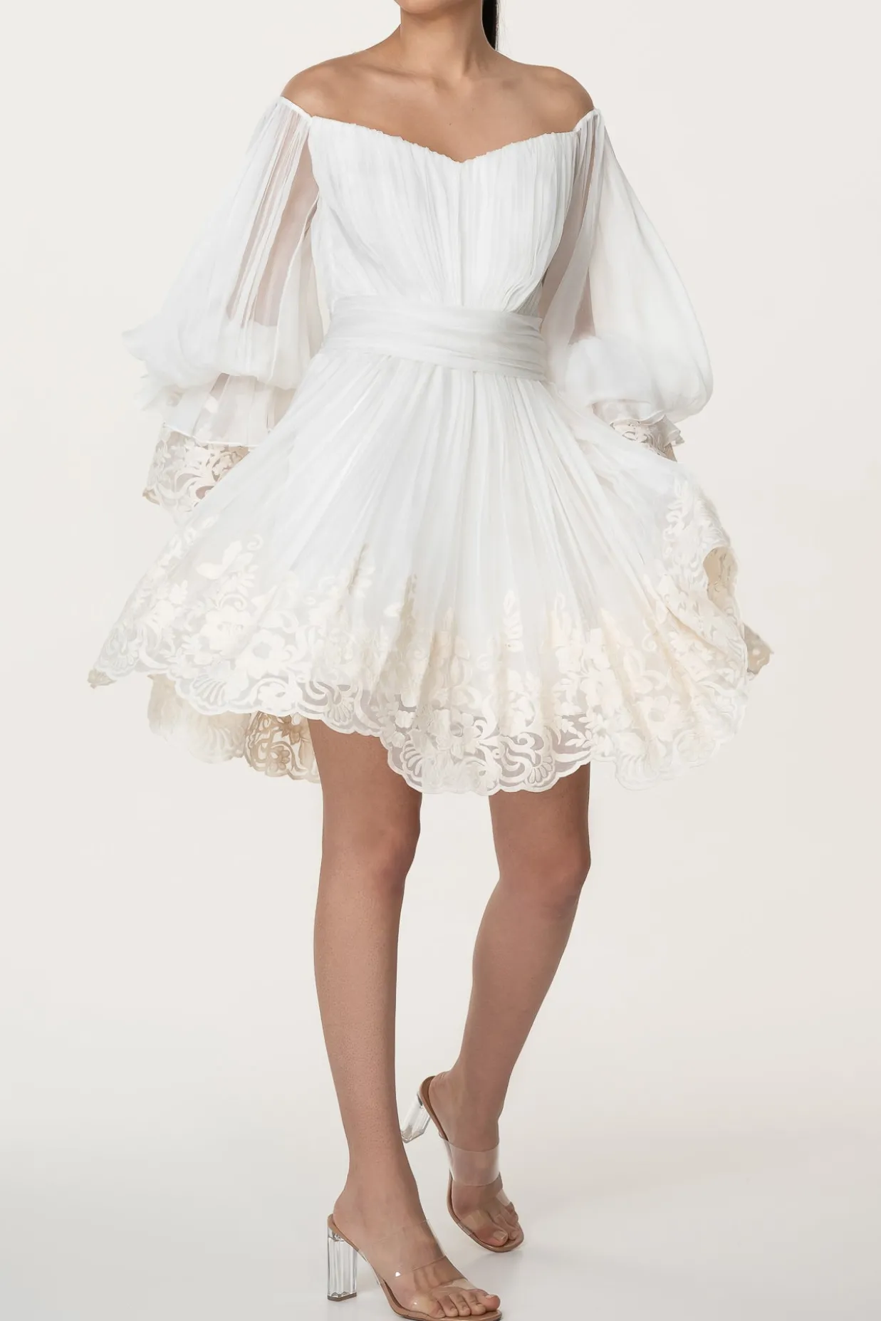 Orla Boho Silk Short Dress In Ivory