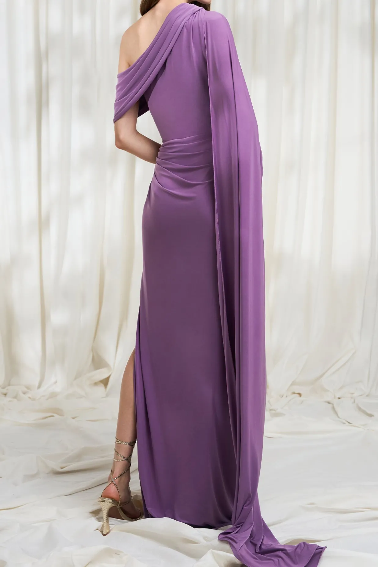 Palmer Jersey Long Dress In Dusty-Lilac
