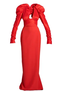Ranya Long Dress In Hot-Red