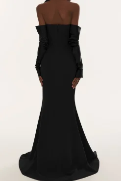 Raven Crepe Long Dress In Black