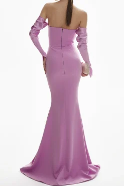 Raven Crepe Long Dress In Lilac