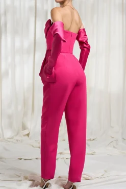 Raven Strapless Jumpsuit In Fuchsia