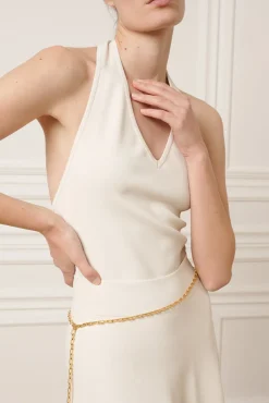 Rea Viscose Jersey Midi Skirt In Off-White