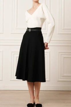 Rea Viscose Jersey Midi Skirt In Black