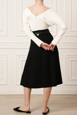 Rea Viscose Jersey Midi Skirt In Black