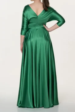 Reese Silk Long Dress In Emerald