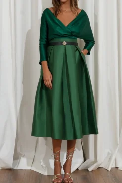 Reese Silk Top In Emerald