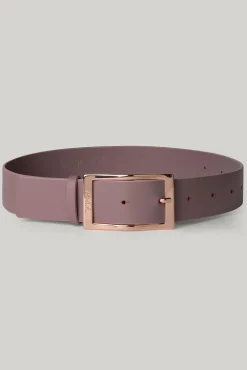 Ripple Aubergine Leather Waist Belt With Rose-Gold Buckle