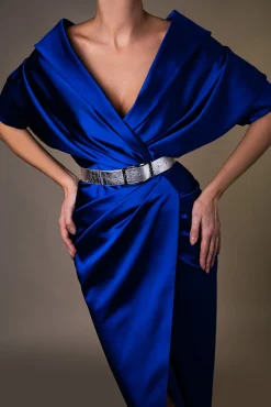 Ripple Metallic Silver Leather Waist Belt With Silver Buckle