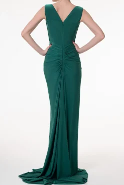Saara Jersey Long Dress In Emerald