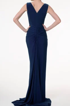Saara Jersey Long Dress In Indigo