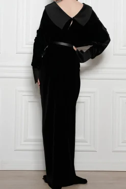 Sabina Velvet Silk Blend Dress In Black