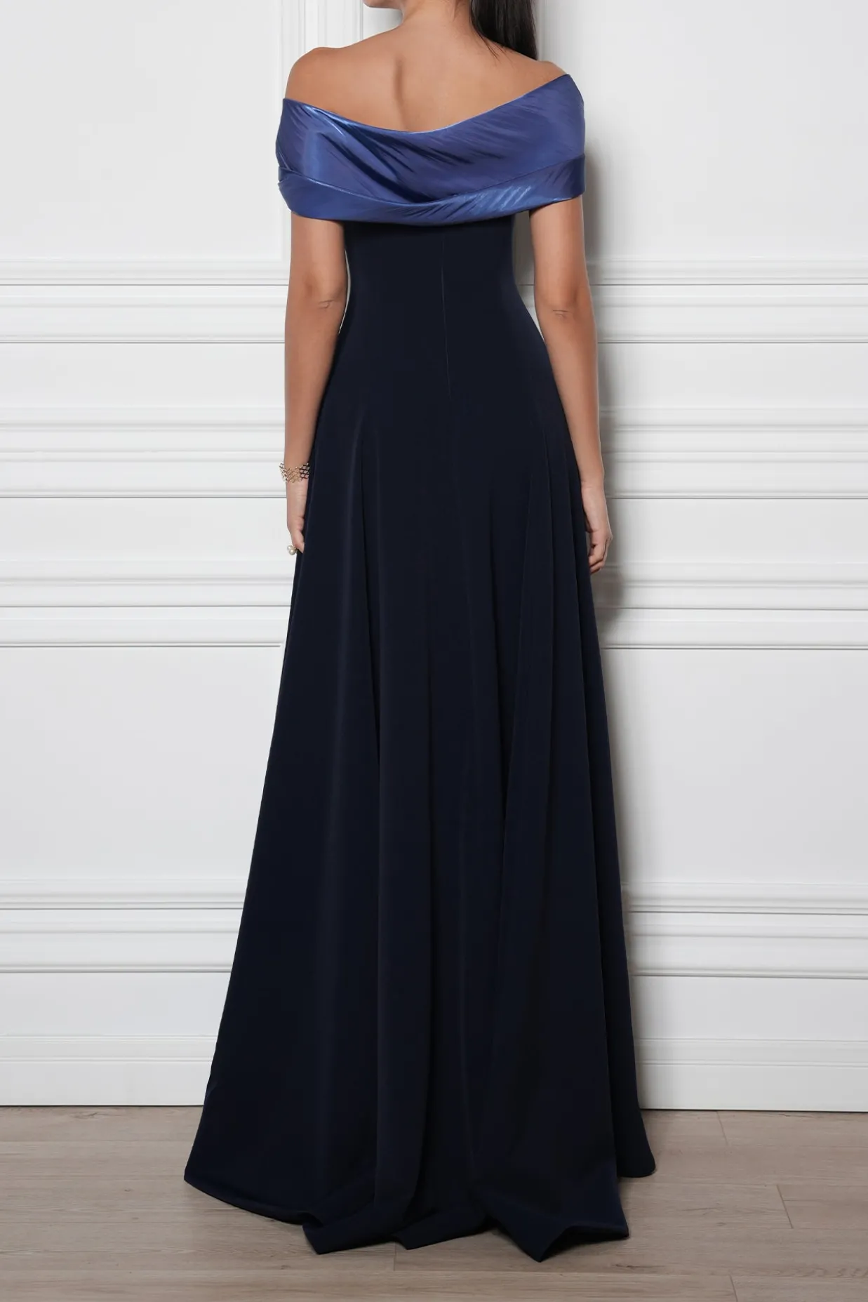 Salma Midnight Blue Crepe Long Dress