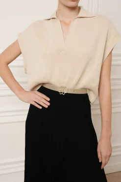 Shiya V-Neck Cashmere Sweater Vest In Champagne