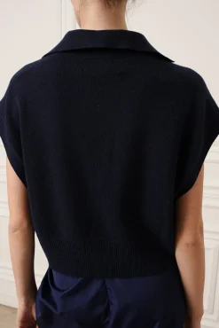 Shiya V-Neck Cashmere Sweater Vest In Neptune