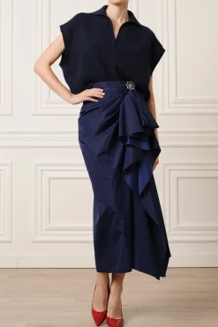 Shiya V-Neck Cashmere Sweater Vest In Neptune