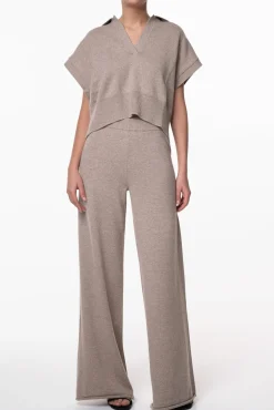 Shiya V-Neck Cashmere Sweater Vest In Sesame