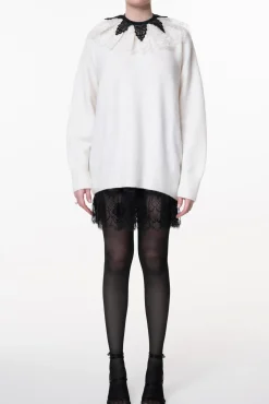 Short Silk Lace Skirt In Black